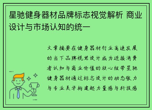 星驰健身器材品牌标志视觉解析 商业设计与市场认知的统一